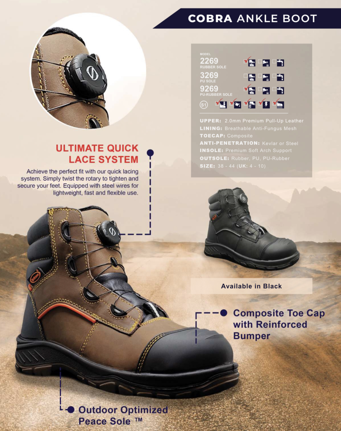 Sepatu safety Dr. Osha tipe Cobra | Karta Mulya Safety