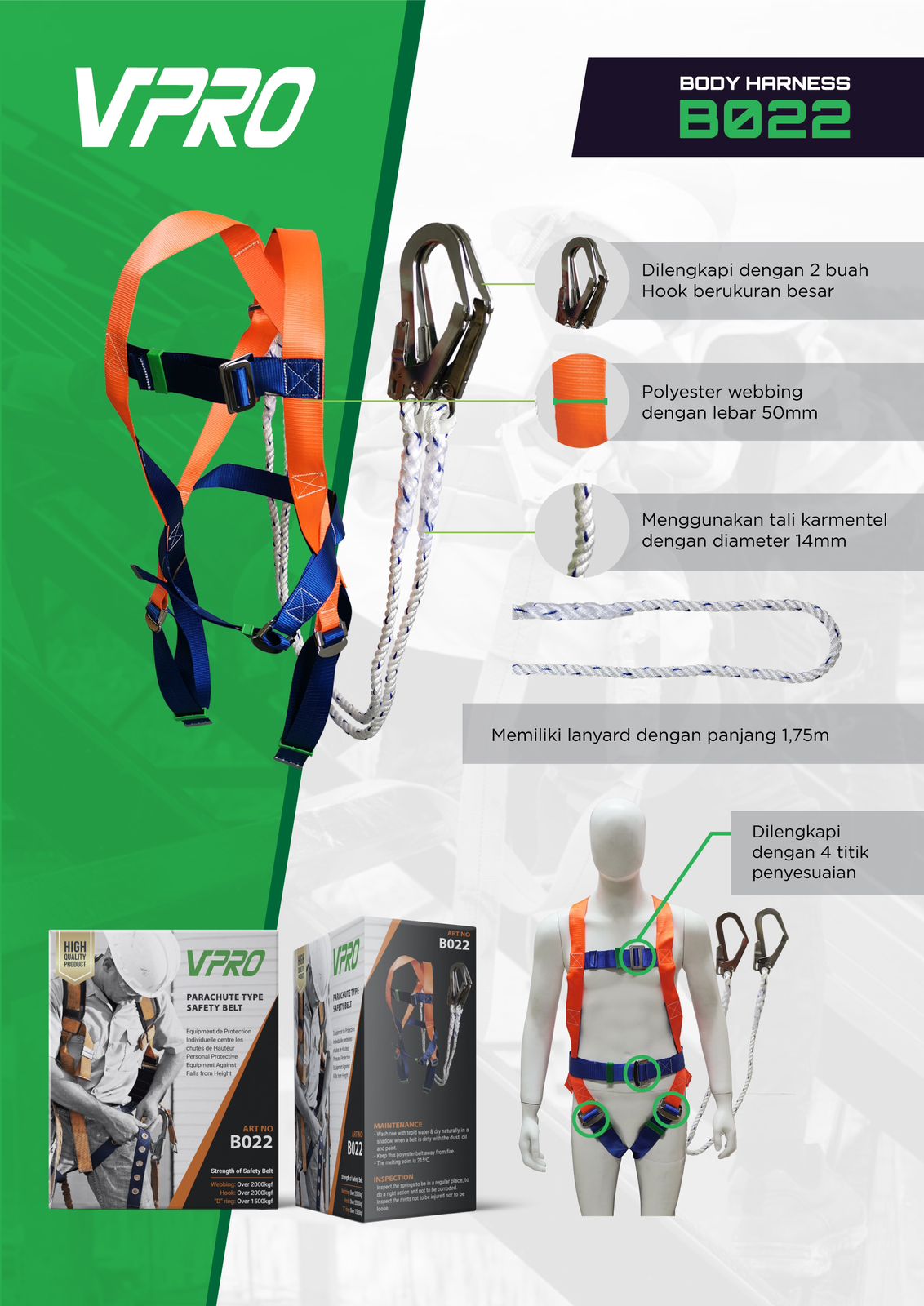 Full Body Harness Vpro | Karta Mulya Safety